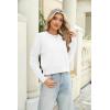 imageZeagoo Womens 2024 Fall Crewneck Cropped Sweater Cozy Long Sleeve Ribbed Knit Pullover Dropped Shoulders Trendy Jumper TopsWhite