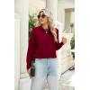 imageZeagoo Womens 2024 Fall Crewneck Cropped Sweater Cozy Long Sleeve Ribbed Knit Pullover Dropped Shoulders Trendy Jumper TopsWine Red