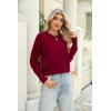 imageZeagoo Womens 2024 Fall Crewneck Cropped Sweater Cozy Long Sleeve Ribbed Knit Pullover Dropped Shoulders Trendy Jumper TopsWine Red