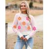 imageZeagoo Womens 2025 Fall Crewneck Cropped Sweater Trendy Long Sleeve Ribbed Knit Pullover Jumper TopsZwhiteflower