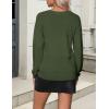 imageZeagoo Womens 2025 Fall Sweaters Casual Long Sleeve Ribbed Knit Pullover V Neck Lightweight Crochet Pullover Sweater TopArmy Green