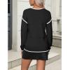 imageZeagoo Womens 2025 Fall Sweaters Casual Long Sleeve Ribbed Knit Pullover V Neck Lightweight Crochet Pullover Sweater TopBlack B1