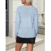 imageZeagoo Womens 2025 Fall Sweaters Casual Long Sleeve Ribbed Knit Pullover V Neck Lightweight Crochet Pullover Sweater TopBlue