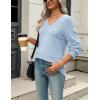 imageZeagoo Womens 2025 Fall Sweaters Casual Long Sleeve Ribbed Knit Pullover V Neck Lightweight Crochet Pullover Sweater TopBlue