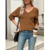 imageZeagoo Womens 2025 Fall Sweaters Casual Long Sleeve Ribbed Knit Pullover V Neck Lightweight Crochet Pullover Sweater TopCoffee