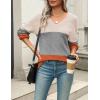 imageZeagoo Womens 2025 Fall Sweaters Casual Long Sleeve Ribbed Knit Pullover V Neck Lightweight Crochet Pullover Sweater TopColorblock 278