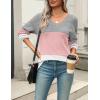 imageZeagoo Womens 2025 Fall Sweaters Casual Long Sleeve Ribbed Knit Pullover V Neck Lightweight Crochet Pullover Sweater TopColorblock 457