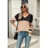 imageZeagoo Womens 2025 Fall Sweaters Casual Long Sleeve Ribbed Knit Pullover V Neck Lightweight Crochet Pullover Sweater TopColorblock Pat1