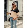 imageZeagoo Womens 2025 Fall Sweaters Casual Long Sleeve Ribbed Knit Pullover V Neck Lightweight Crochet Pullover Sweater TopColorblock Pat1