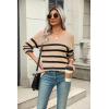 imageZeagoo Womens 2025 Fall Sweaters Casual Long Sleeve Ribbed Knit Pullover V Neck Lightweight Crochet Pullover Sweater TopColorblock Tw5