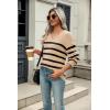 imageZeagoo Womens 2025 Fall Sweaters Casual Long Sleeve Ribbed Knit Pullover V Neck Lightweight Crochet Pullover Sweater TopColorblock Tw5