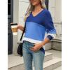 imageZeagoo Womens 2025 Fall Sweaters Casual Long Sleeve Ribbed Knit Pullover V Neck Lightweight Crochet Pullover Sweater TopDusty Blue