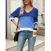 imageZeagoo Womens 2025 Fall Sweaters Casual Long Sleeve Ribbed Knit Pullover V Neck Lightweight Crochet Pullover Sweater TopDusty Blue