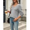 imageZeagoo Womens 2025 Fall Sweaters Casual Long Sleeve Ribbed Knit Pullover V Neck Lightweight Crochet Pullover Sweater TopGray