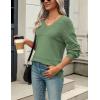 imageZeagoo Womens 2025 Fall Sweaters Casual Long Sleeve Ribbed Knit Pullover V Neck Lightweight Crochet Pullover Sweater TopLake Blue