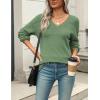 imageZeagoo Womens 2025 Fall Sweaters Casual Long Sleeve Ribbed Knit Pullover V Neck Lightweight Crochet Pullover Sweater TopLake Blue