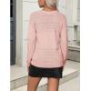 imageZeagoo Womens 2025 Fall Sweaters Casual Long Sleeve Ribbed Knit Pullover V Neck Lightweight Crochet Pullover Sweater TopLight Pink