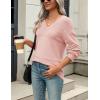 imageZeagoo Womens 2025 Fall Sweaters Casual Long Sleeve Ribbed Knit Pullover V Neck Lightweight Crochet Pullover Sweater TopLight Pink