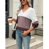 imageZeagoo Womens 2025 Fall Sweaters Casual Long Sleeve Ribbed Knit Pullover V Neck Lightweight Crochet Pullover Sweater TopMulticolored