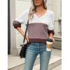 imageZeagoo Womens 2025 Fall Sweaters Casual Long Sleeve Ribbed Knit Pullover V Neck Lightweight Crochet Pullover Sweater TopMulticolored