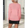 imageZeagoo Womens 2025 Fall Sweaters Casual Long Sleeve Ribbed Knit Pullover V Neck Lightweight Crochet Pullover Sweater TopPink