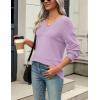 imageZeagoo Womens 2025 Fall Sweaters Casual Long Sleeve Ribbed Knit Pullover V Neck Lightweight Crochet Pullover Sweater TopPurple