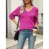 imageZeagoo Womens 2025 Fall Sweaters Casual Long Sleeve Ribbed Knit Pullover V Neck Lightweight Crochet Pullover Sweater TopRose Red