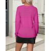 imageZeagoo Womens 2025 Fall Sweaters Casual Long Sleeve Ribbed Knit Pullover V Neck Lightweight Crochet Pullover Sweater TopRose Red