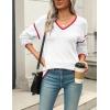 imageZeagoo Womens 2025 Fall Sweaters Casual Long Sleeve Ribbed Knit Pullover V Neck Lightweight Crochet Pullover Sweater TopWhite W1