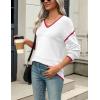 imageZeagoo Womens 2025 Fall Sweaters Casual Long Sleeve Ribbed Knit Pullover V Neck Lightweight Crochet Pullover Sweater TopWhite W1