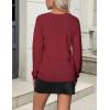 imageZeagoo Womens 2025 Fall Sweaters Casual Long Sleeve Ribbed Knit Pullover V Neck Lightweight Crochet Pullover Sweater TopWine Red