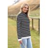 imageZeagoo Womens 2025 Fashion Turtleneck Sweaters Color Block Cozy Long Sleeve Casual Knit Pullover Oversized Loose Jumper TopsBlack and White Stripes