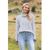 imageZeagoo Womens 2025 Fashion Turtleneck Sweaters Color Block Cozy Long Sleeve Casual Knit Pullover Oversized Loose Jumper TopsBlue and White Stripes