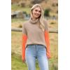 imageZeagoo Womens 2025 Fashion Turtleneck Sweaters Color Block Cozy Long Sleeve Casual Knit Pullover Oversized Loose Jumper TopsBrown