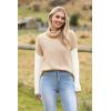 imageZeagoo Womens 2025 Fashion Turtleneck Sweaters Color Block Cozy Long Sleeve Casual Knit Pullover Oversized Loose Jumper TopsKhaki