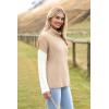 imageZeagoo Womens 2025 Fashion Turtleneck Sweaters Color Block Cozy Long Sleeve Casual Knit Pullover Oversized Loose Jumper TopsKhaki