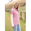 imageZeagoo Womens 2025 Fashion Turtleneck Sweaters Color Block Cozy Long Sleeve Casual Knit Pullover Oversized Loose Jumper TopsPink