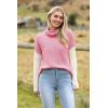 imageZeagoo Womens 2025 Fashion Turtleneck Sweaters Color Block Cozy Long Sleeve Casual Knit Pullover Oversized Loose Jumper TopsPink