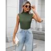 imageZeagoo Womens 2025 Mock Turtle Neck Sweater Vest Sleeveless Knit Pullover Tank Tops Casual Trendy Slim Fitted TopsArmy Green