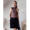 imageZeagoo Womens 2025 Mock Turtle Neck Sweater Vest Sleeveless Knit Pullover Tank Tops Casual Trendy Slim Fitted TopsBrown