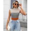 imageZeagoo Womens 2025 Mock Turtle Neck Sweater Vest Sleeveless Knit Pullover Tank Tops Casual Trendy Slim Fitted TopsCamel Block Color