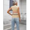 imageZeagoo Womens 2025 Mock Turtle Neck Sweater Vest Sleeveless Knit Pullover Tank Tops Casual Trendy Slim Fitted TopsColorful Stripes