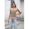 imageZeagoo Womens 2025 Mock Turtle Neck Sweater Vest Sleeveless Knit Pullover Tank Tops Casual Trendy Slim Fitted TopsStripe Apricot