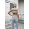imageZeagoo Womens 2025 Mock Turtle Neck Sweater Vest Sleeveless Knit Pullover Tank Tops Casual Trendy Slim Fitted TopsStripe Apricot