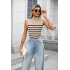 imageZeagoo Womens 2025 Mock Turtle Neck Sweater Vest Sleeveless Knit Pullover Tank Tops Casual Trendy Slim Fitted TopsStripe Apricot