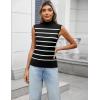 imageZeagoo Womens 2025 Mock Turtle Neck Sweater Vest Sleeveless Knit Pullover Tank Tops Casual Trendy Slim Fitted TopsStripe Black