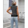 imageZeagoo Womens 2025 Mock Turtle Neck Sweater Vest Sleeveless Knit Pullover Tank Tops Casual Trendy Slim Fitted TopsStripe Black