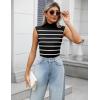 imageZeagoo Womens 2025 Mock Turtle Neck Sweater Vest Sleeveless Knit Pullover Tank Tops Casual Trendy Slim Fitted TopsStripe Black