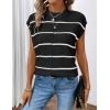 imageZeagoo Womens Cap Sleeve Sweater Vest Crew Neck Sleeveless Casual Knit Tops 2024 Summer Clothes SXXLA Stripe Black
