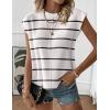 imageZeagoo Womens Cap Sleeve Sweater Vest Crew Neck Sleeveless Casual Knit Tops 2024 Summer Clothes SXXLA Stripe White